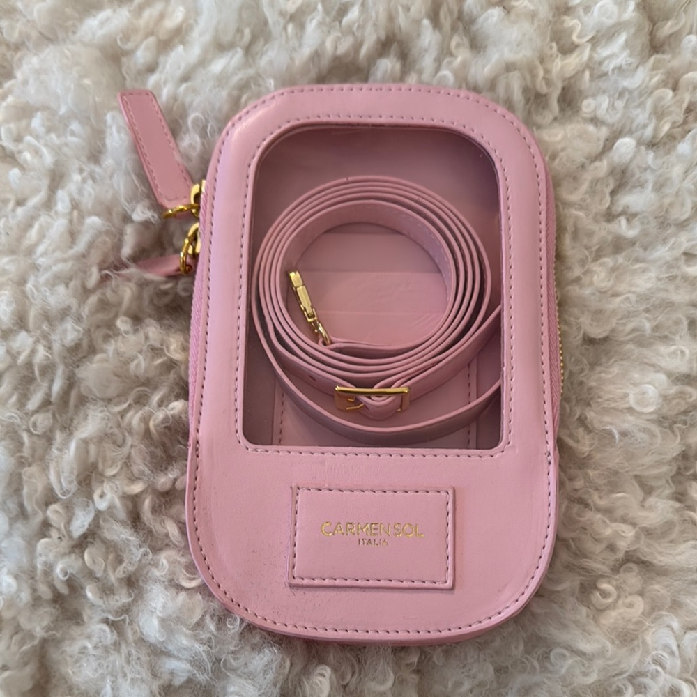 Carmen Sol Pink Crossbody Bag phone holder credit card slots